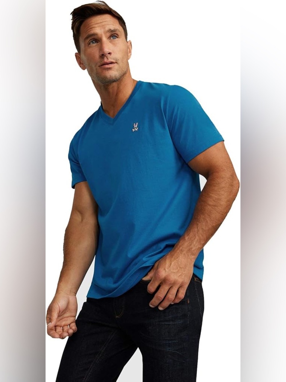 Psycho Bunny Men's  Royal Blue V-Neck Tee